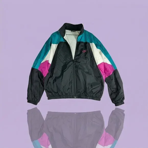 Vintage 90s Nike Silver Tab Windbreaker Jacket - Men's Large - Picture 2 of 16